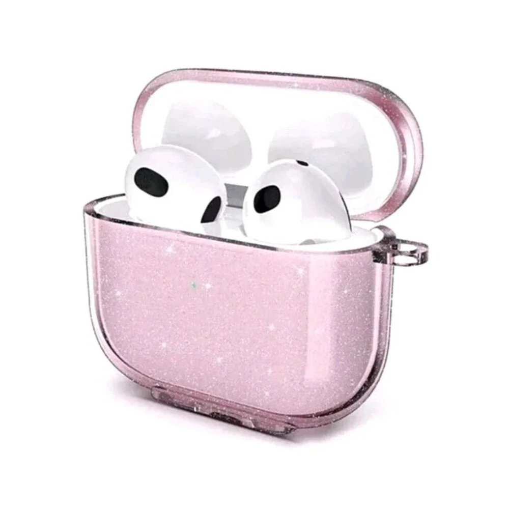 Pink Glitter Case Compatible With Apple AirPods 1 Shockproof